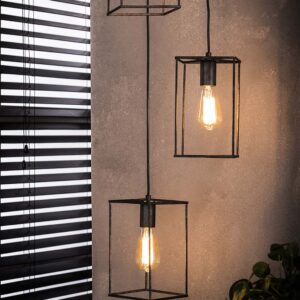 D - Hoyz - Hanglamp Cubic Getrapt - 3 Lampen - Grijs/Zwart