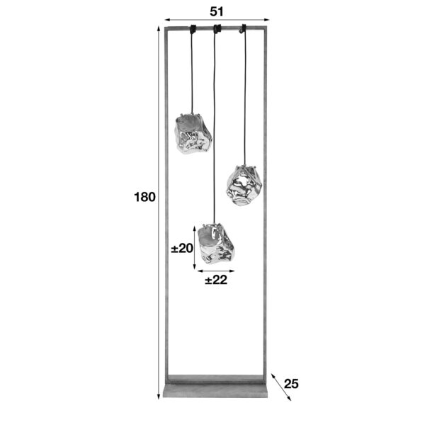 D - Hoyz - Vloerlamp Rock Wikkel - 3 Lampen - 51x25x180