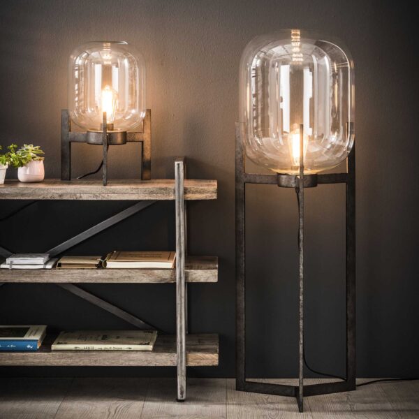 D - Hoyz - Tafellamp Glas Support - 28x28x44 - Standaard - Grijs/Zwart