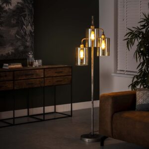 D - Hoyz - Hanglamp Kelk met 3 lampen - Amber Glas - 150cm Hoog