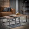 D - Hoyz - Salontafel - 80x80x40 - Bruin/Grijs - Set van 2 - Hout