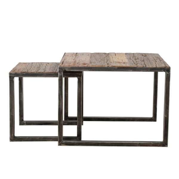 D - Hoektafel Grained - Set van 2 - 60x60x45 - Hout - Industrieel