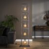 D - Vloerlamp Industrieel - 5 Lampen - Giant Tower - Grijs - 180CM