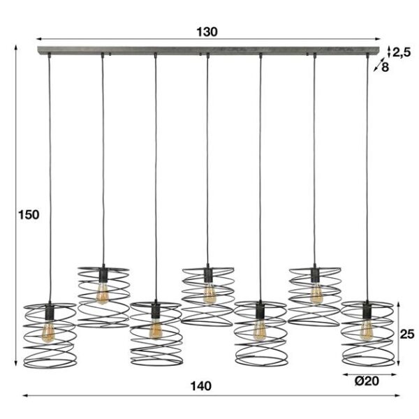 fc13-662f-4372-97da-5556db0da902.jpeg D - Hoyz - Industriële Hanglamp met 7 lampen - Diameter Ø20 - Grijs - 140CM - Hanglamp