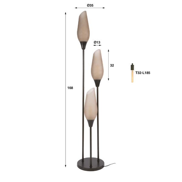 Hoyz Collection - Vloerlamp Cocoon - Bruin - 35x35x168 cm