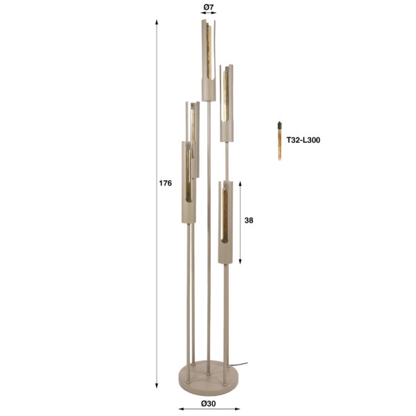 Hoyz Collection - Vloerlamp Tube - Beige - 30x30x175 cm