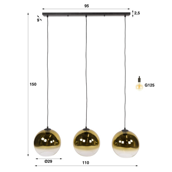 Hoyz Collection - Hanglamp Bubble - Goud - 29x115x150 cm