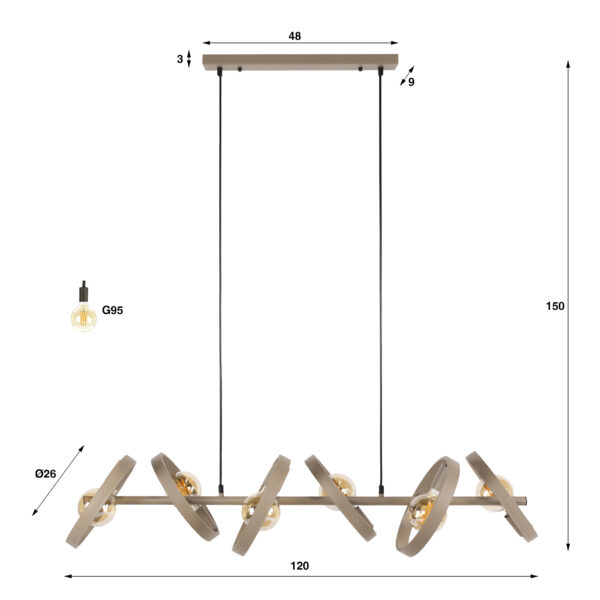 Hoyz Collection - Hanglamp Hover 6-lichts - Beige