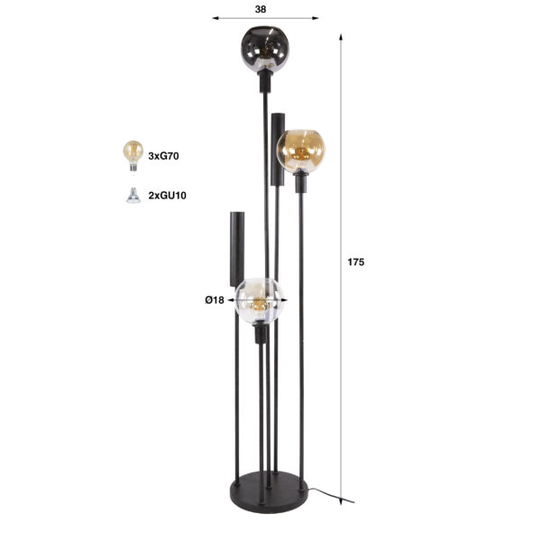 3738-d364-40a4-8bc6-dee52f30ca04.jpg Hoyz Collection - Vloerlamp Sfera - Zwart - 38x38x175 cm