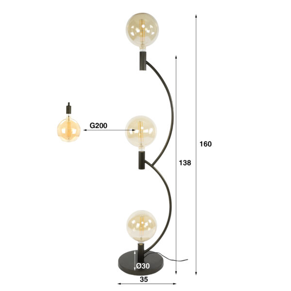 Hoyz Collection - Vloerlamp Arcus 3-lichts - Sienna Bruin