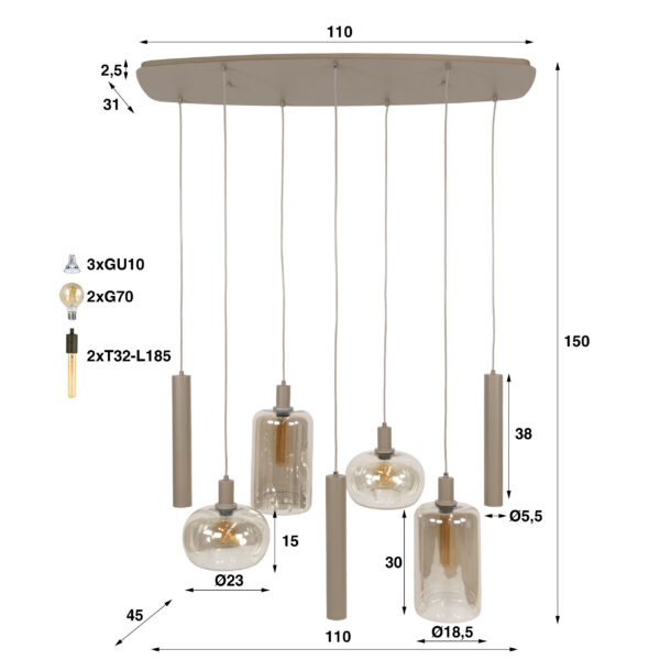 5bd3-1138-45b0-ab06-e9642ba43fec Hoyz Collection - Hanglamp Serene - Beige - 45x110x150 cm