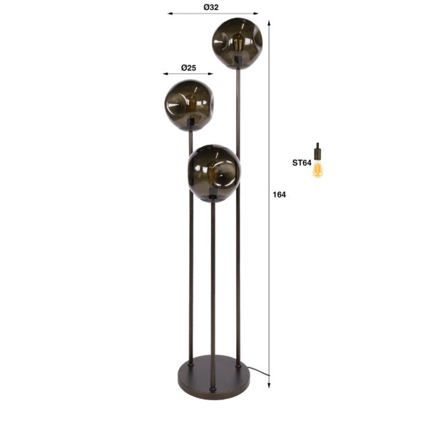 Hoyz Collection - Vloerlamp Stellar - Bruin - 32x32x164 cm
