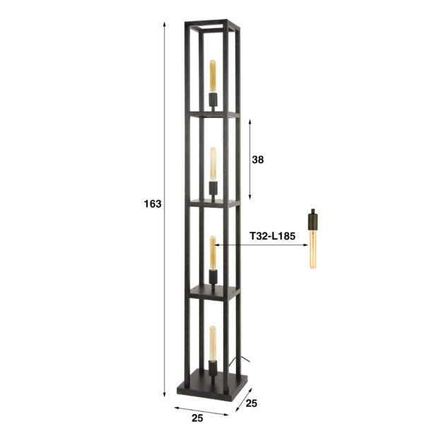 Hoyz Collection - Vloerlamp Quadra 4-lichts - Artic Zwart