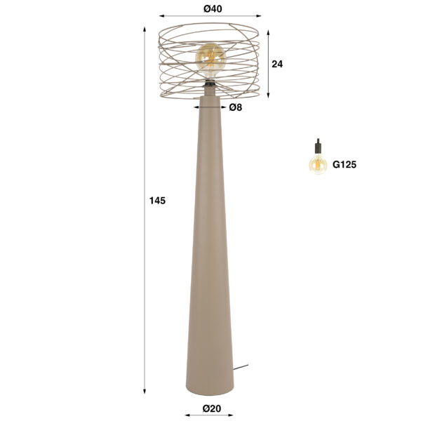 Hoyz Collection - Vloerlamp Curl - Beige - 40x40x145 cm
