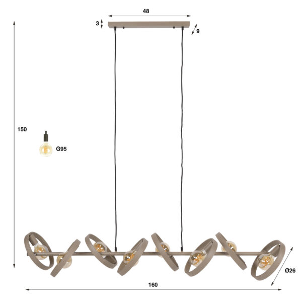 Hoyz Collection - Hanglamp Hover 8-lichts - Beige