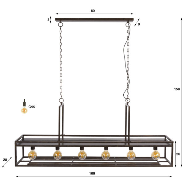 Hoyz Collection - Hanglamp Decorate - Bruin - 28x160x150 cm