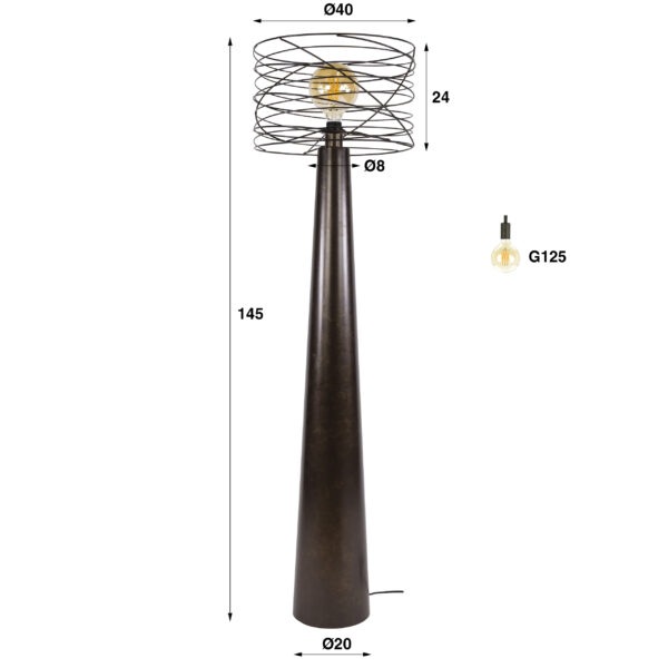 Hoyz Collection - Vloerlamp Curl - Bruin - 40x40x145 cm