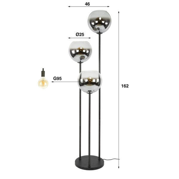 Hoyz Collection - Vloerlamp Bubble Shaded 3-lichts - Artic Zwart